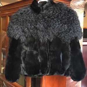 Vintage Black Sherpa Rabbit Jacket